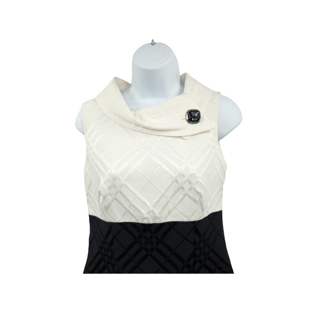 TAHARI BY ARTHUR LEVINE WOMENS SIZE 6 SLEEVELESS BLACK AND WHITE SHEATH DRESS - Picture 2 of 7